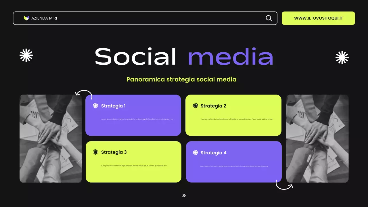 presentazione di marketing digitale moderno nero viola e verde