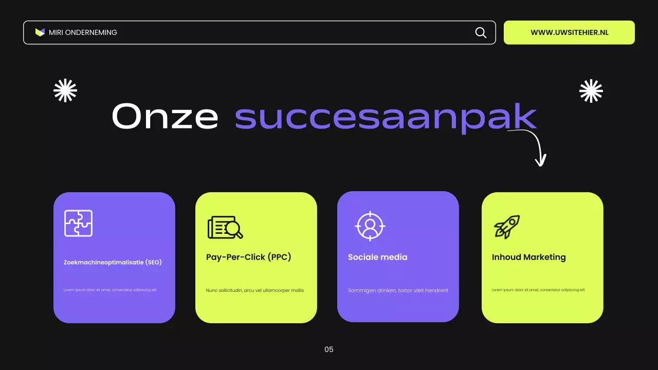 zwart paars en groen moderne digitale marketingpresentatie