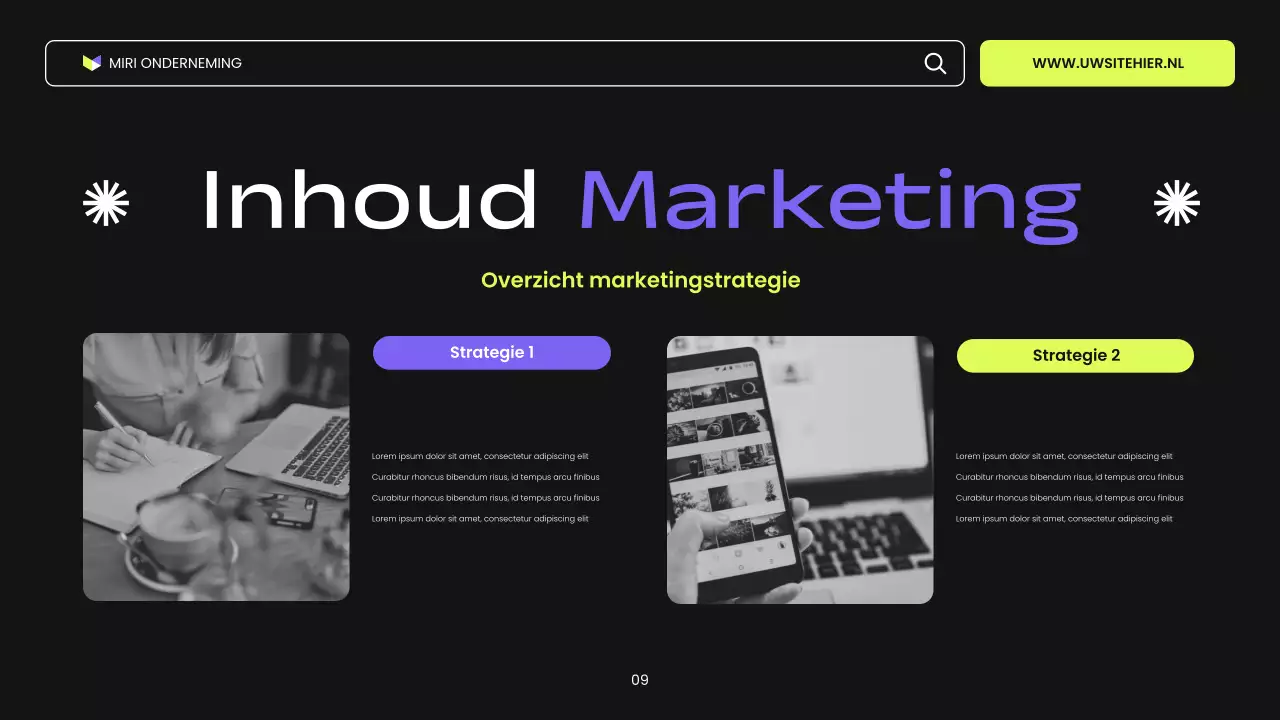 zwart paars en groen moderne digitale marketingpresentatie