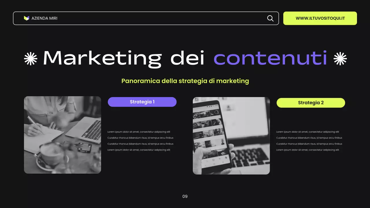 presentazione di marketing digitale moderno nero viola e verde