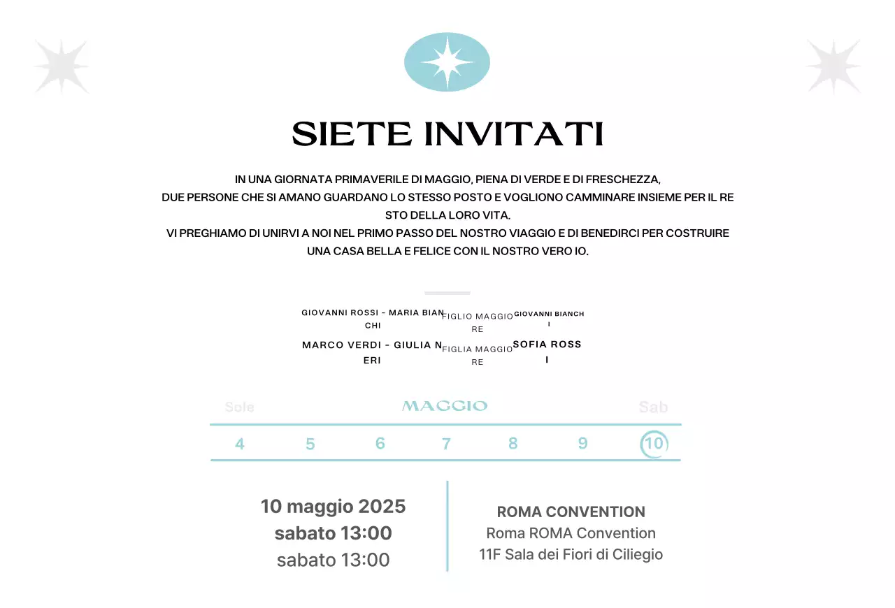 Invito a nozze moderno azzurro cielo