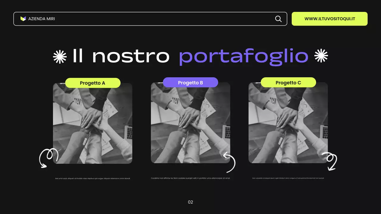 presentazione di marketing digitale moderno nero viola e verde