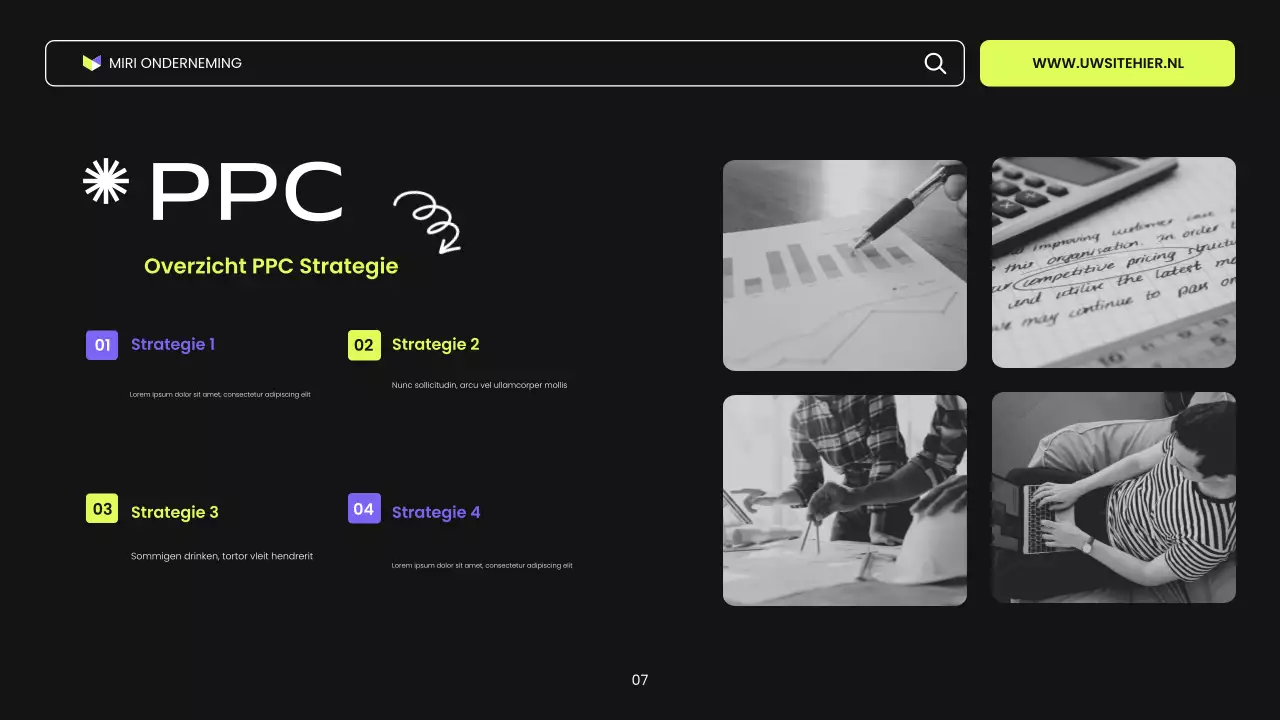 zwart paars en groen moderne digitale marketingpresentatie