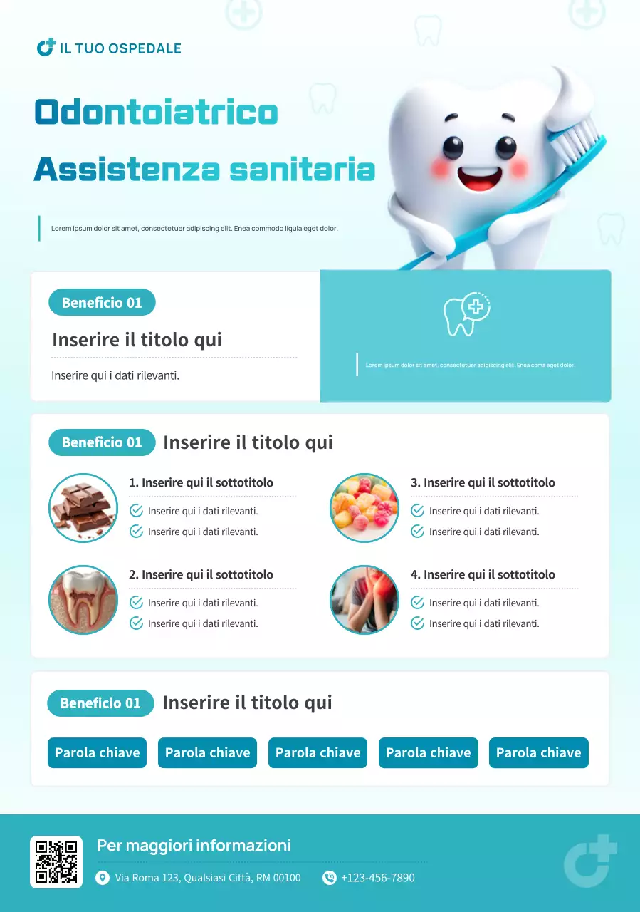 Informazioni sulla salute dentale moderna blu