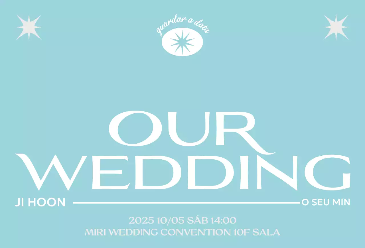 Convite de casamento moderno azul celeste