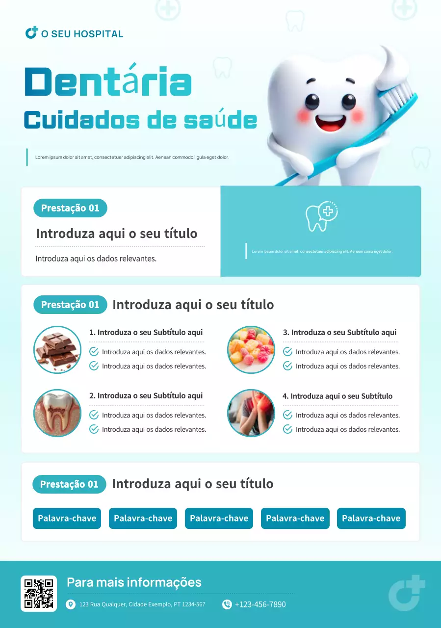 Informações sobre cuidados de saúde odontológicos modernos azuis