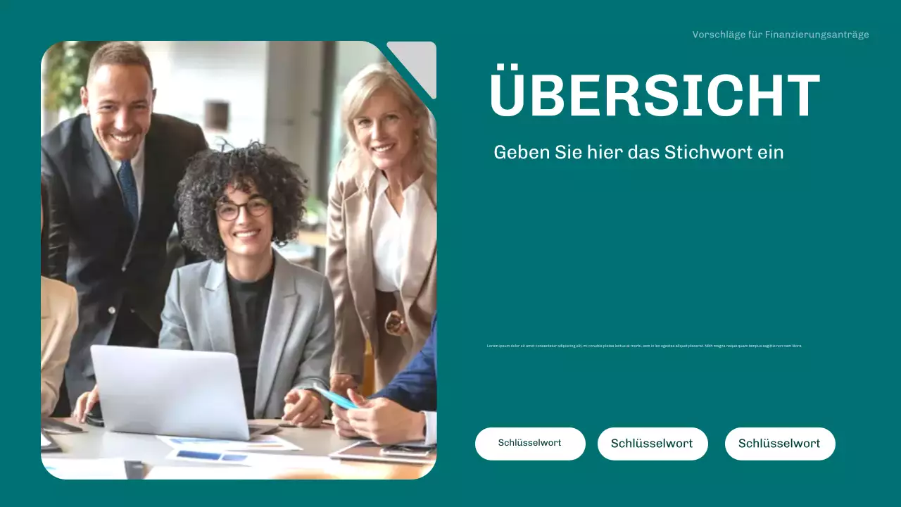 Teal Modern Finanzierungsvorschläge Geschäftsplan Präsentation