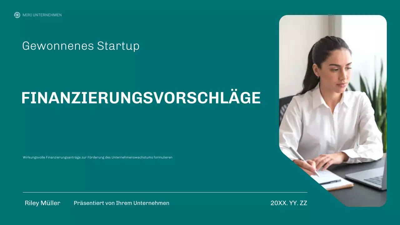 Teal Modern Finanzierungsvorschläge Geschäftsplan Präsentation