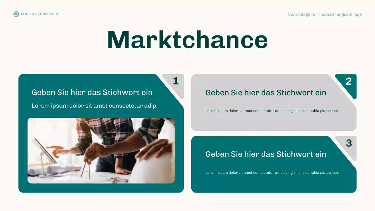 Teal Modern Finanzierungsvorschläge Geschäftsplan Präsentation