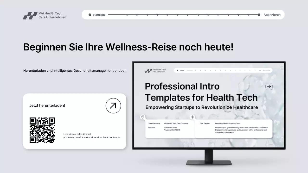 Graue moderne Gesundheitstechnologie-Werbung Präsentation