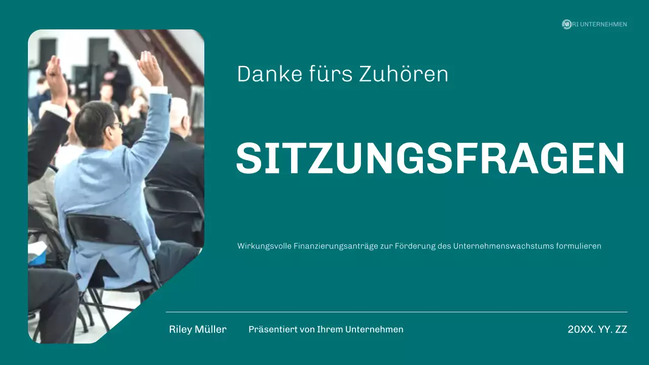 Teal Modern Finanzierungsvorschläge Geschäftsplan Präsentation