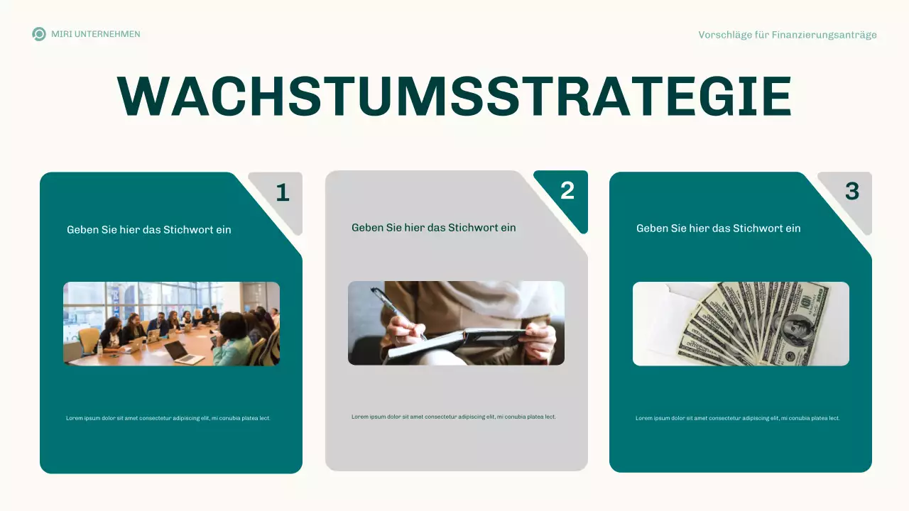 Teal Modern Finanzierungsvorschläge Geschäftsplan Präsentation