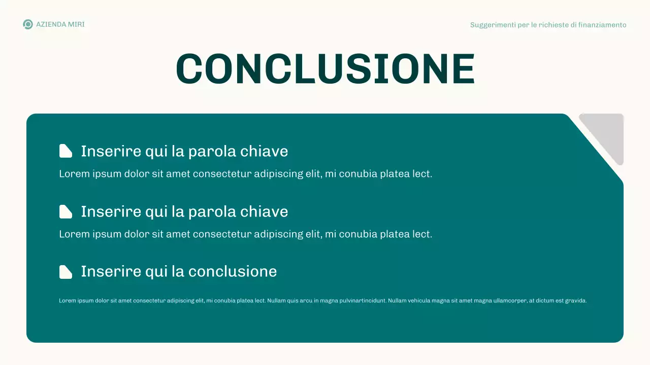 Presentazione del piano aziendale delle proposte di finanziamento Teal Modern