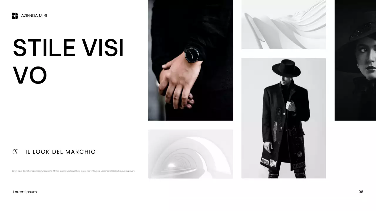 presentazione di marketing dei contenuti moderni e bianchi