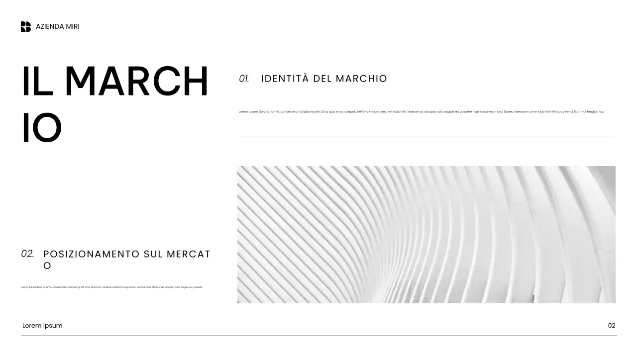 presentazione di marketing dei contenuti moderni e bianchi