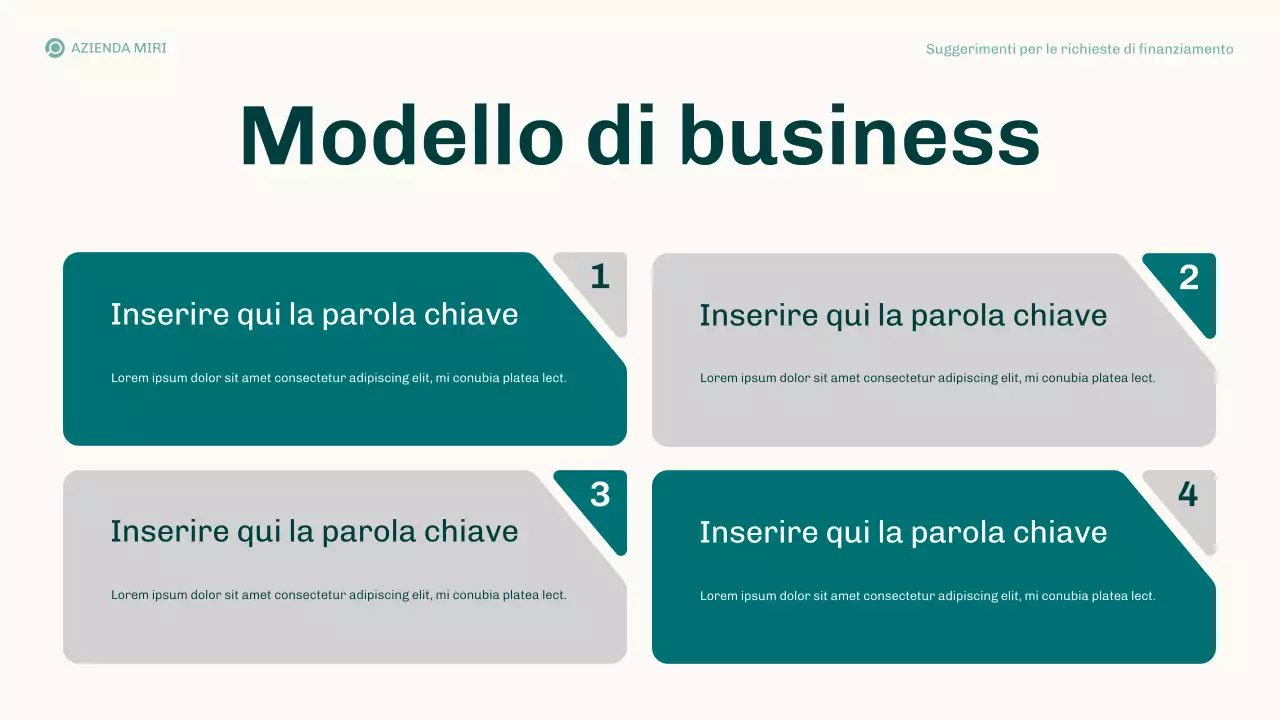 Presentazione del piano aziendale delle proposte di finanziamento Teal Modern