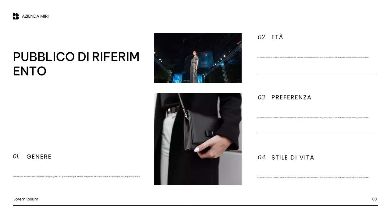 presentazione di marketing dei contenuti moderni e bianchi