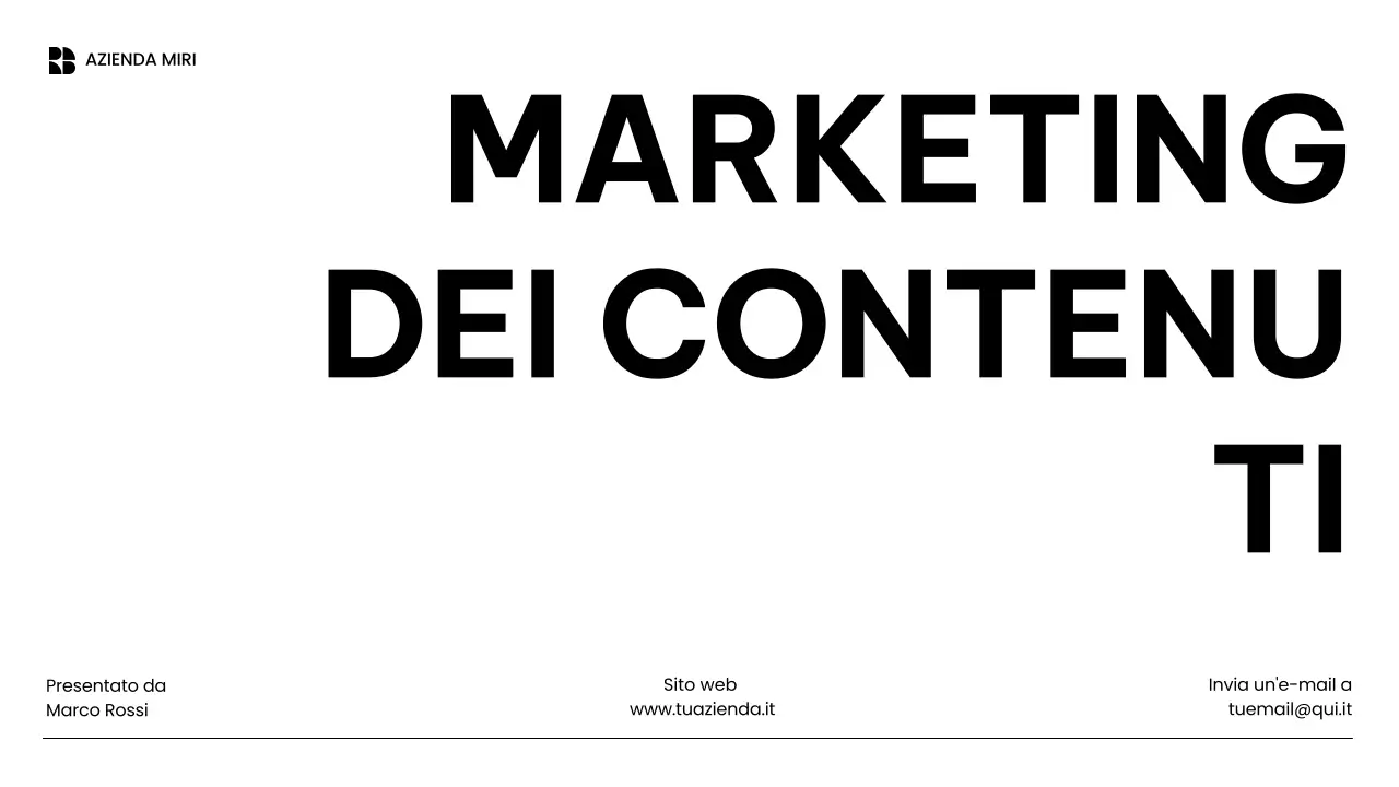presentazione di marketing dei contenuti moderni e bianchi