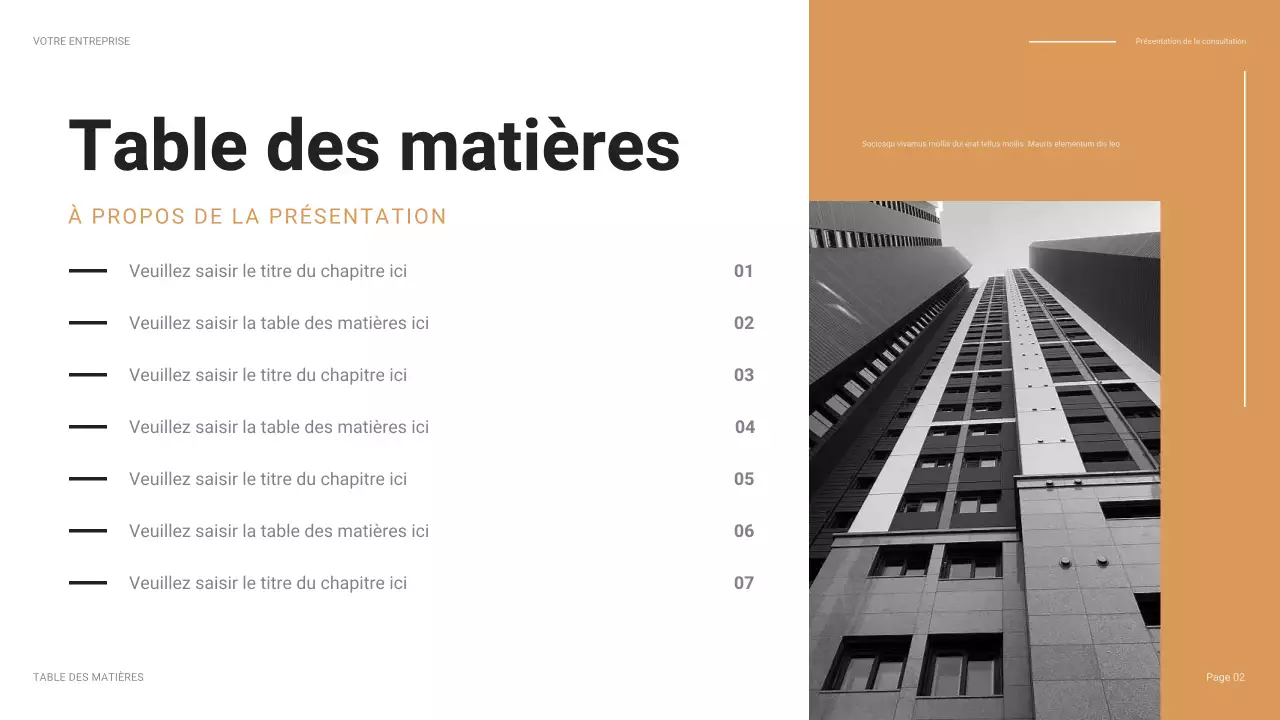 présentation d'entreprise moderne orange