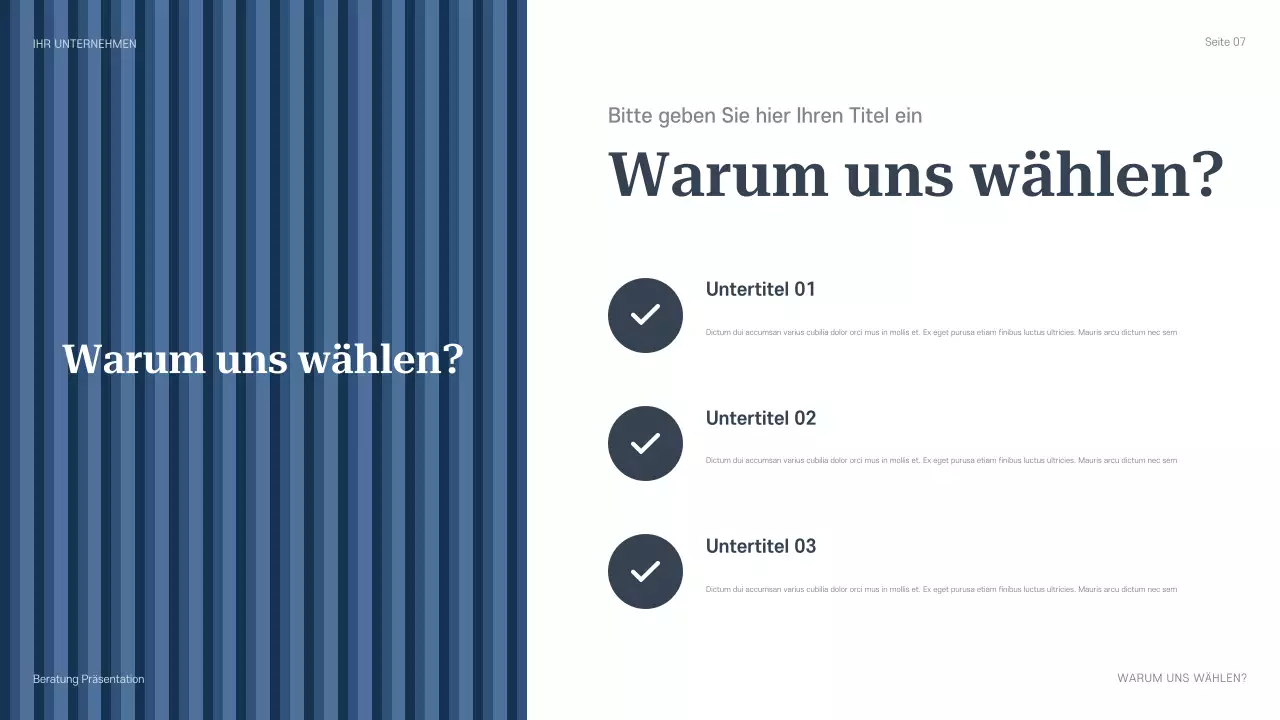 blaue professionelle Beratungspräsentation