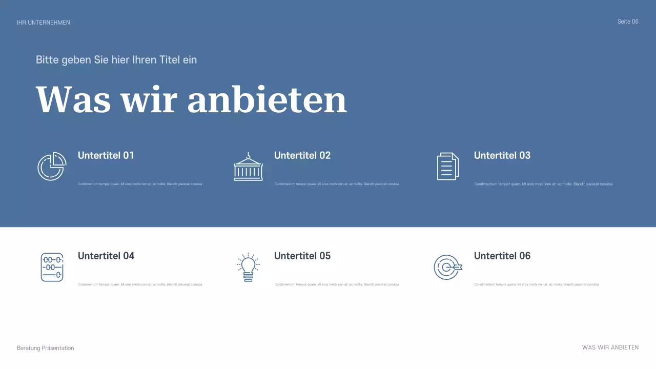 blaue professionelle Beratungspräsentation
