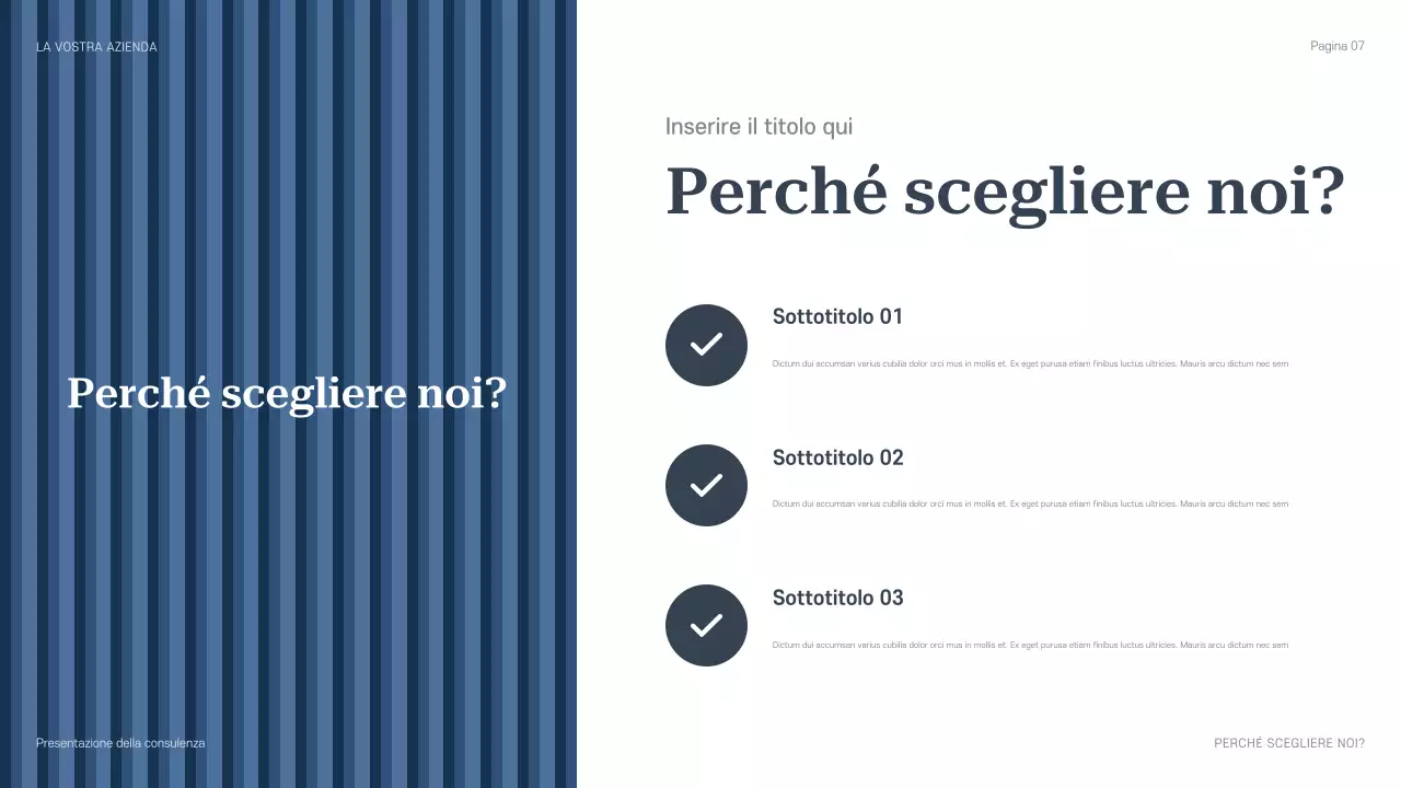 presentazione di consulenza professionale blu