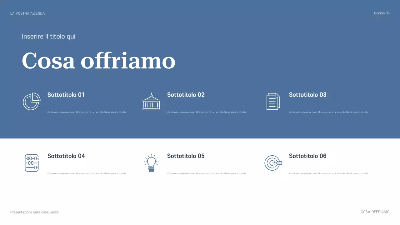 presentazione di consulenza professionale blu