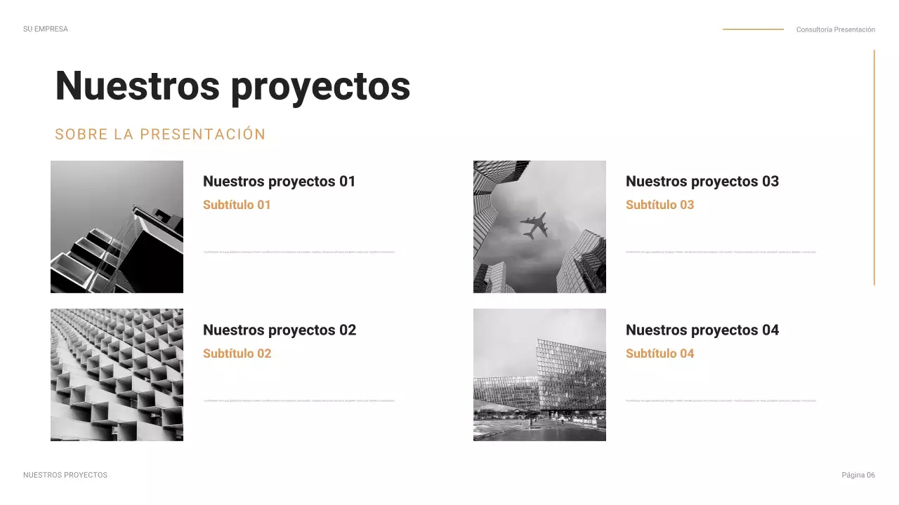 Presentación empresarial moderna en color naranja