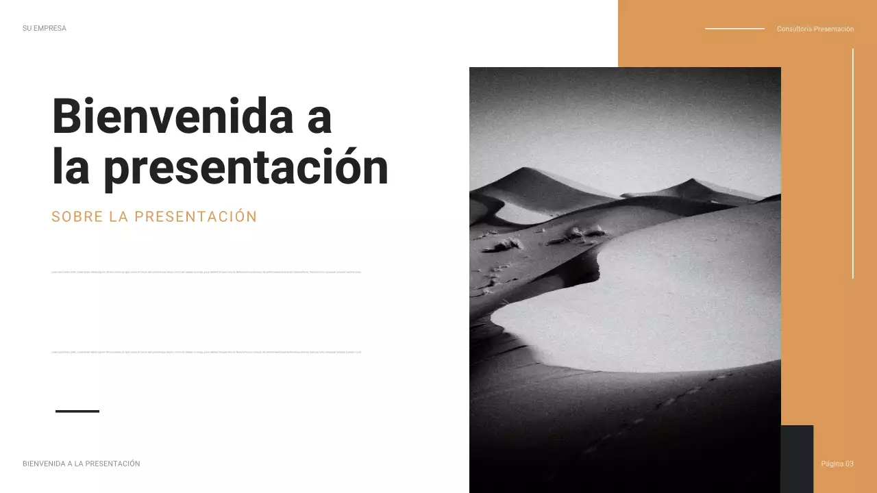 Presentación empresarial moderna en color naranja