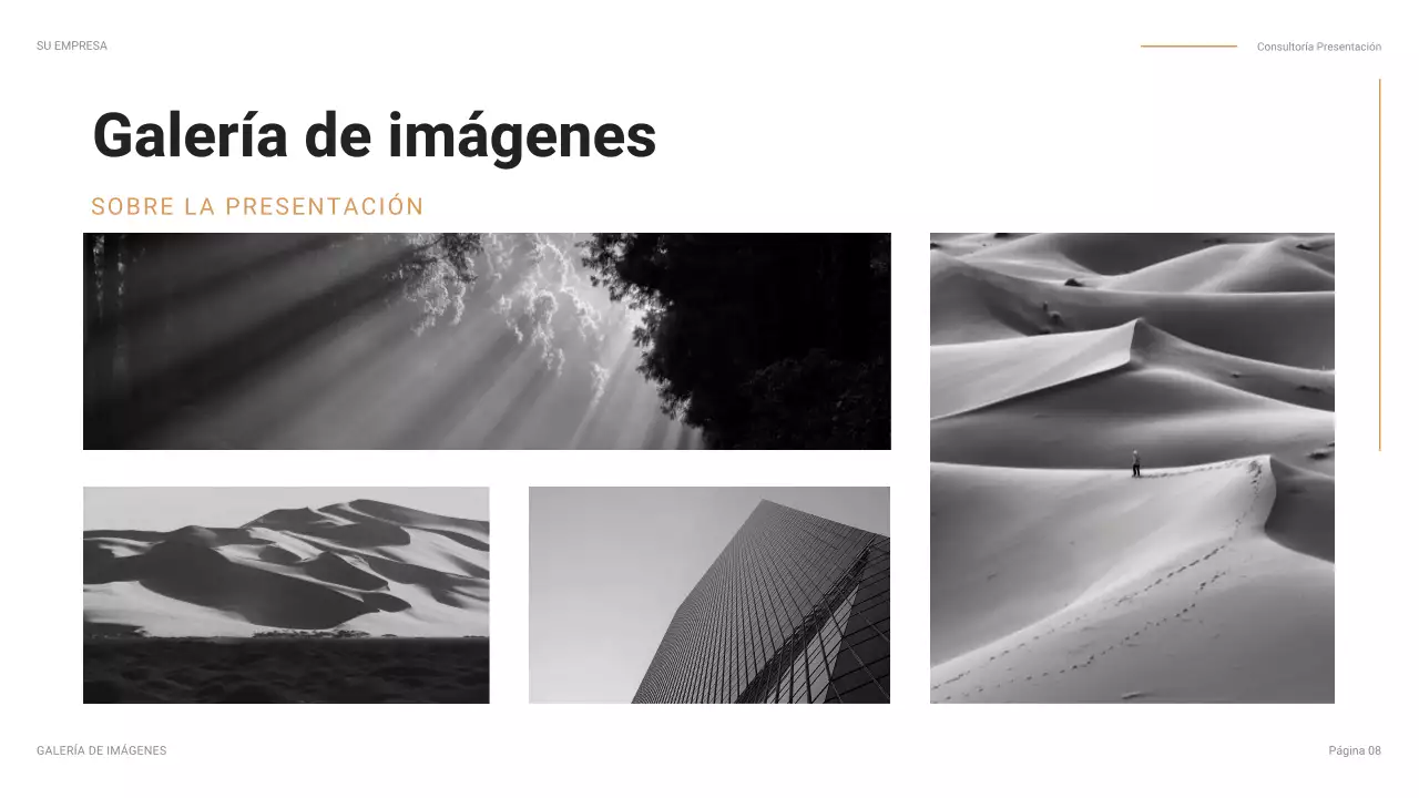 Presentación empresarial moderna en color naranja