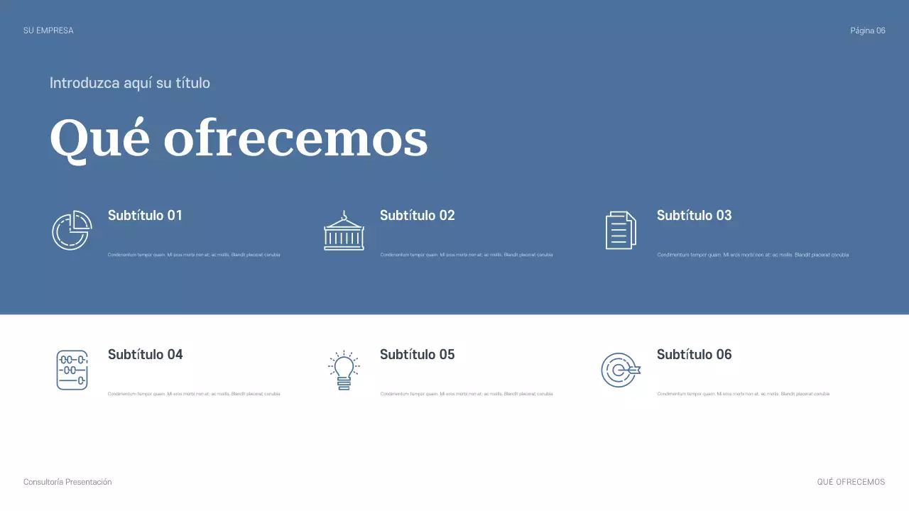 Presentación de consultoría profesional azul