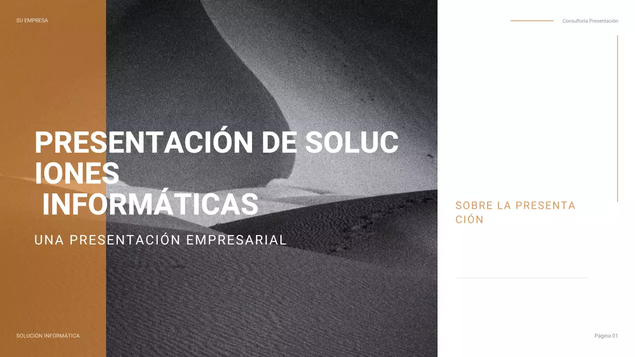 Presentación empresarial moderna en color naranja