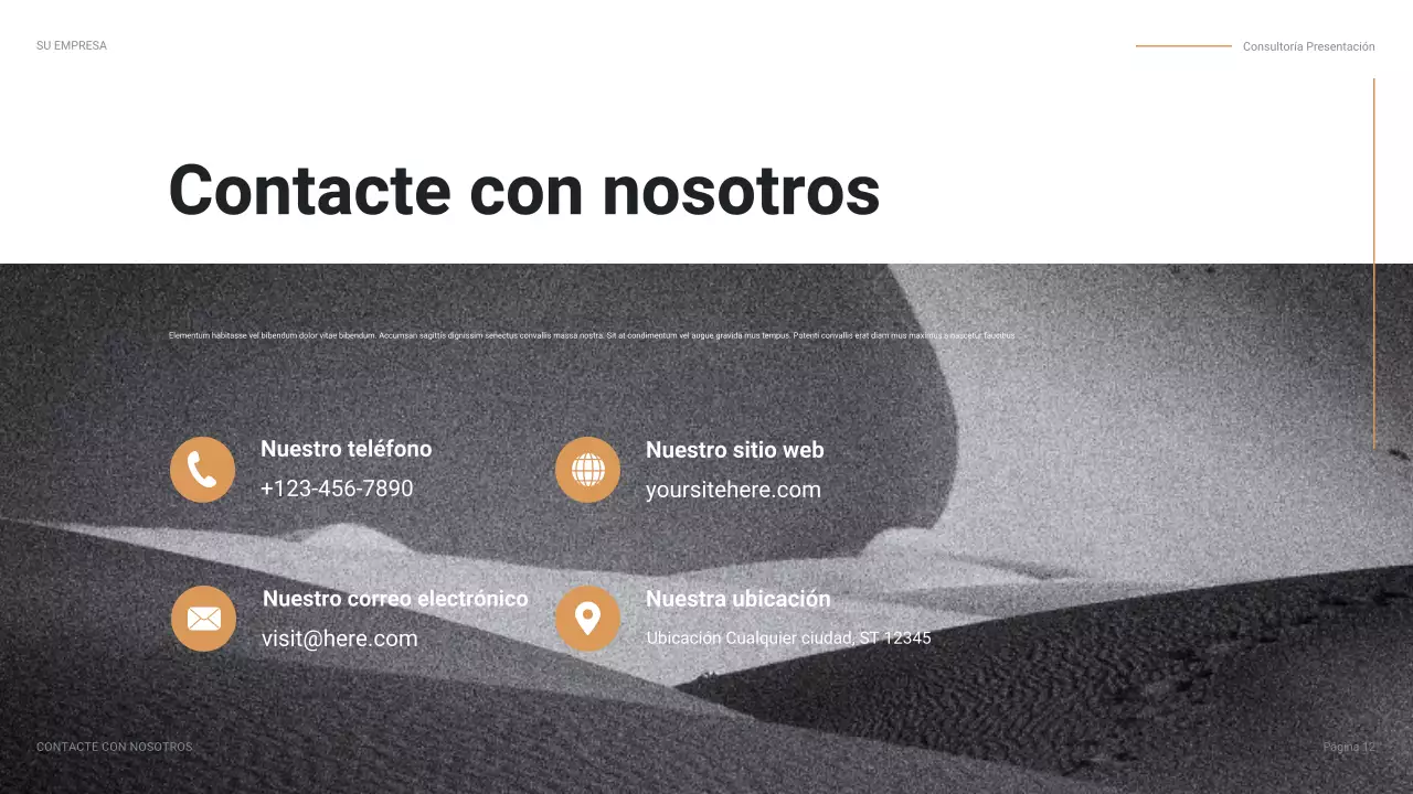 Presentación empresarial moderna en color naranja