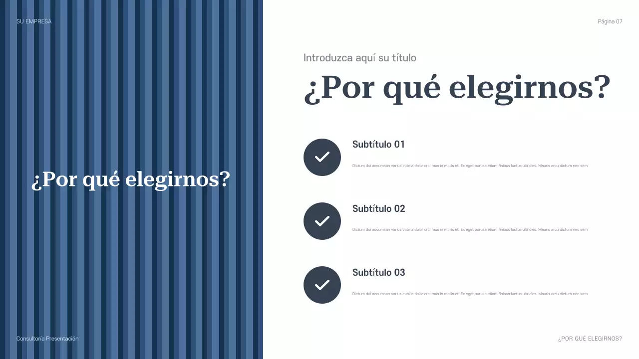 Presentación de consultoría profesional azul