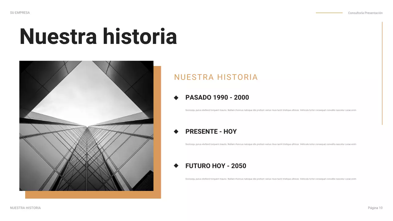 Presentación empresarial moderna en color naranja