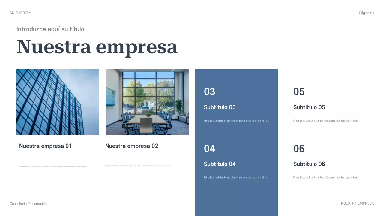 Presentación de consultoría profesional azul