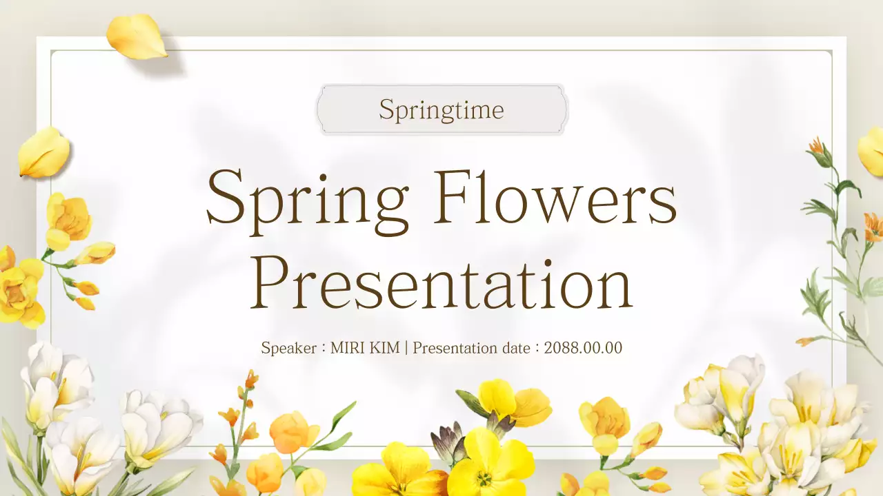 Presentasi Bunga Musim Semi Kuning Sederhana