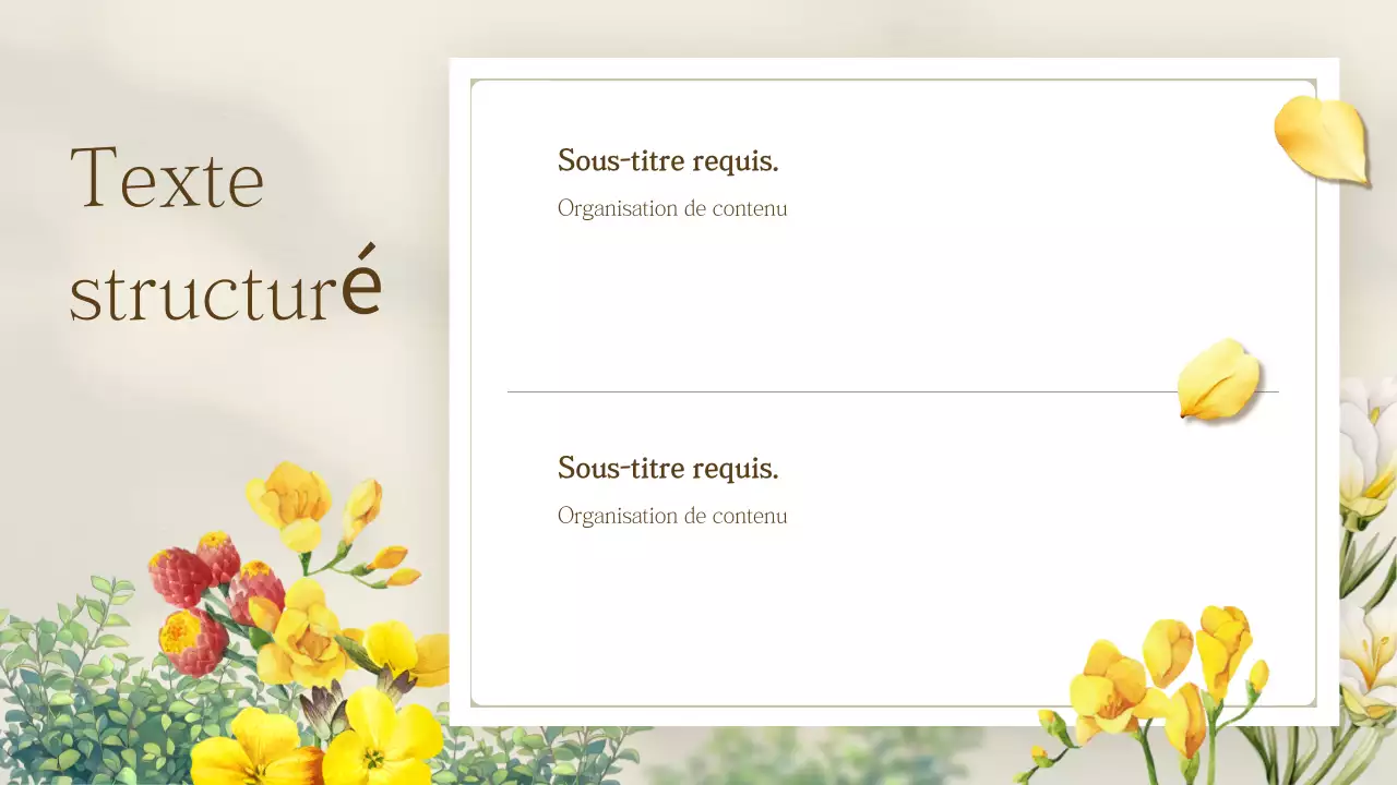 Présentation de fleurs printanières simples et jaunes