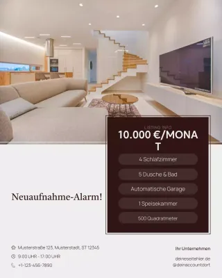 weiße moderne Immobilienanzeige