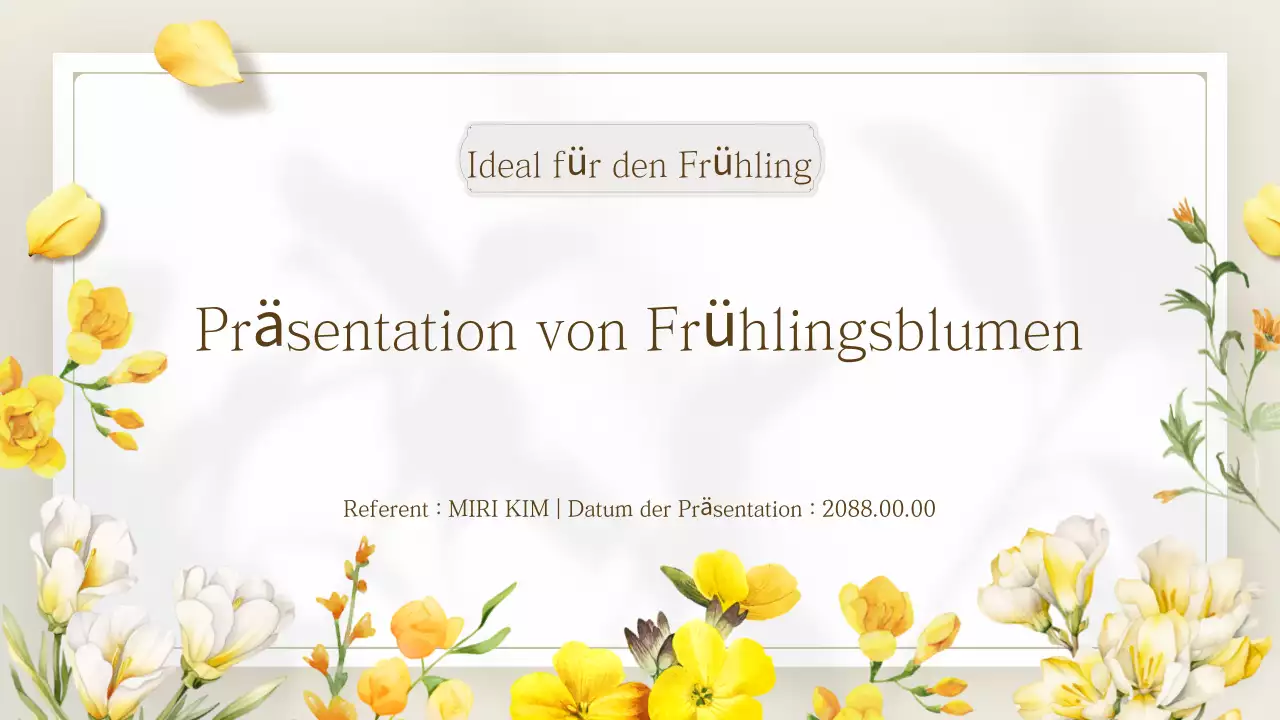 Gelbe einfache Frühlingsblume Präsentation