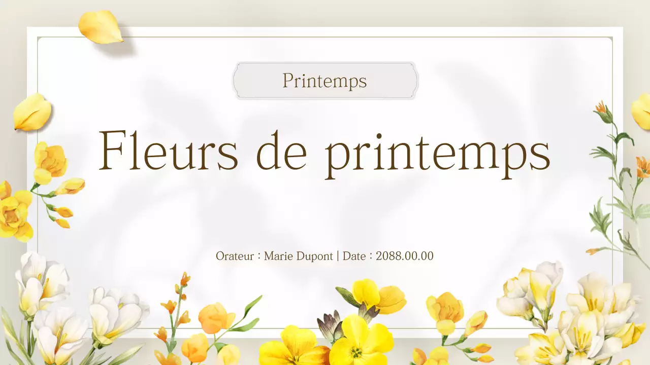 Présentation de fleurs printanières simples et jaunes