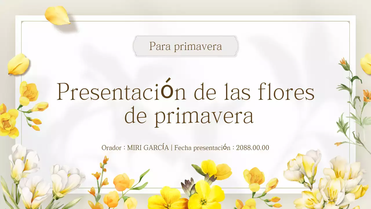 Presentación de flores de primavera sencillas de color amarillo