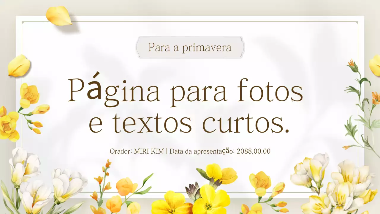 Apresentação de flores simples de primavera amarelas