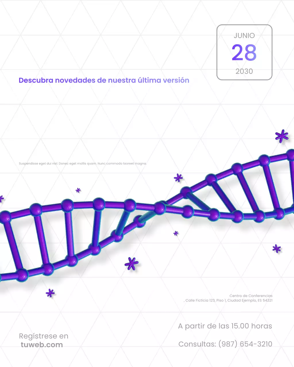Anuncio de tecnología moderna de color morado