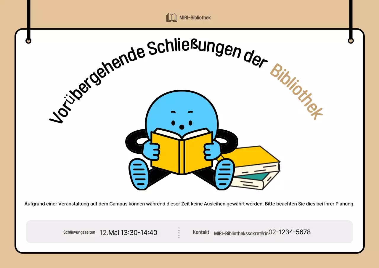 Beige Simple Bibliotheksführer