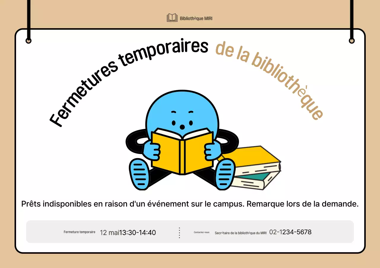 Guide de la bibliothèque Beige Simple