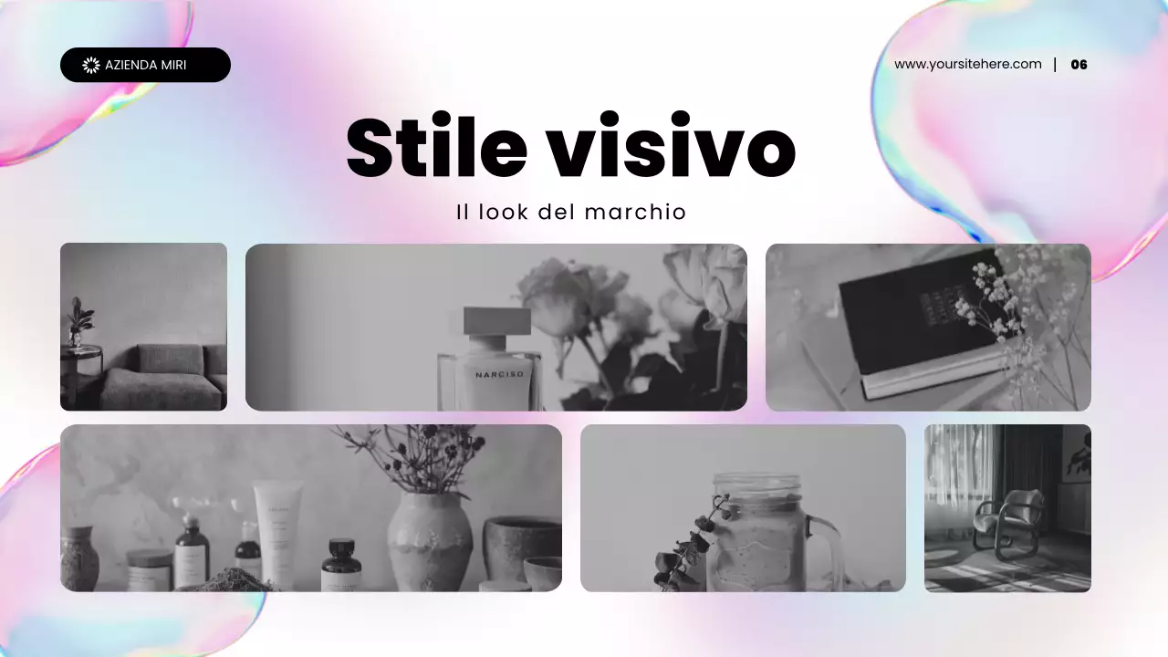 presentazione di promozione del marketing dei contenuti astratti olografici arcobaleno