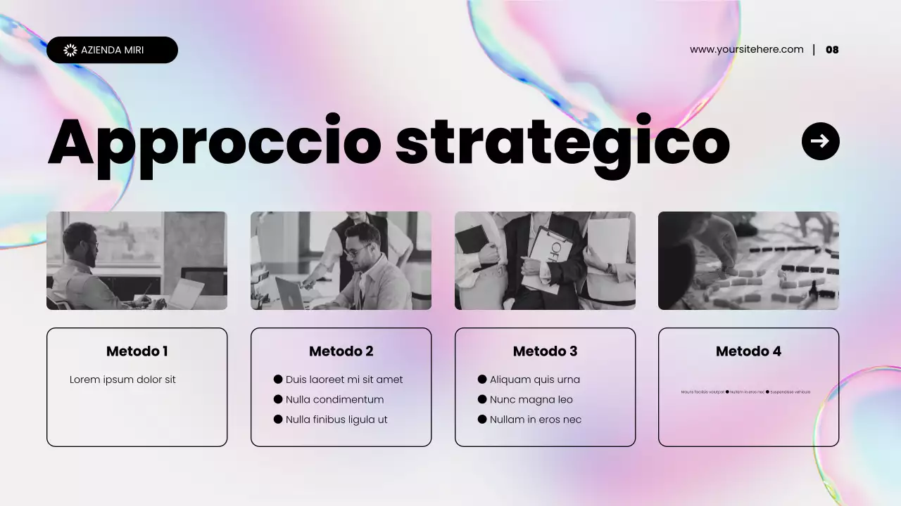 presentazione di promozione del marketing dei contenuti astratti olografici arcobaleno