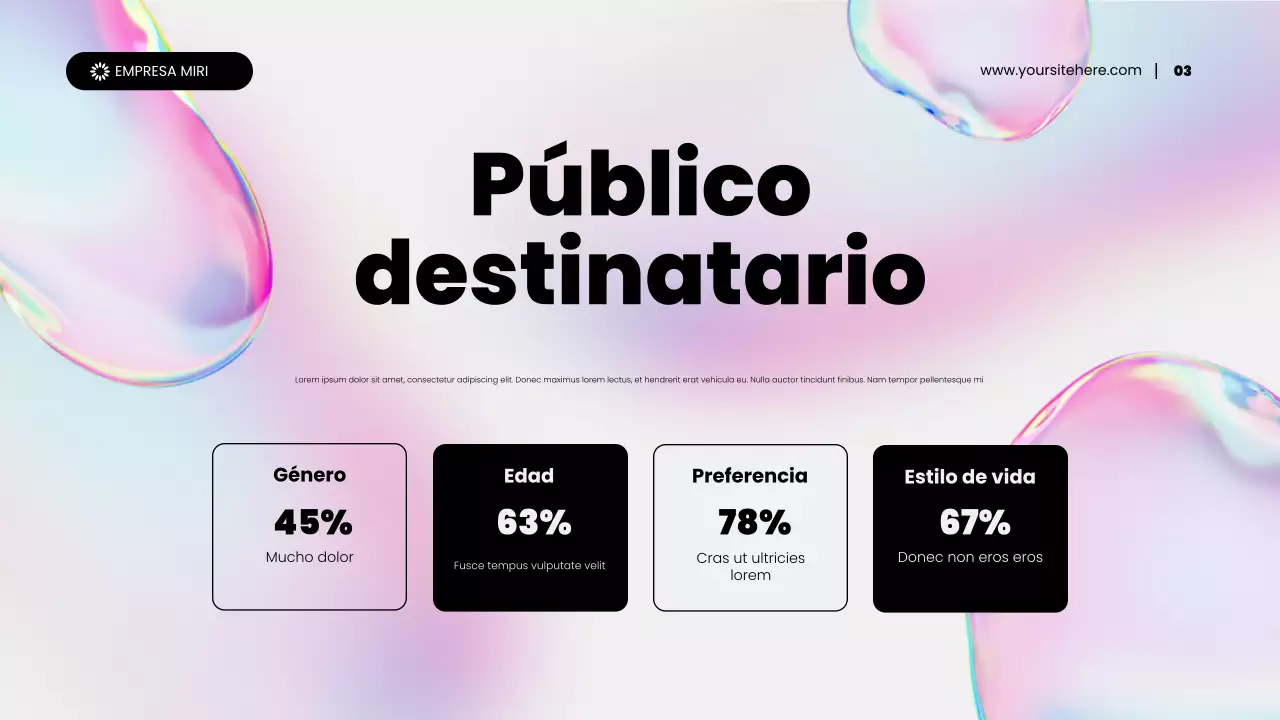 Presentación de promoción de marketing de contenidos abstractos holográficos de arcoíris