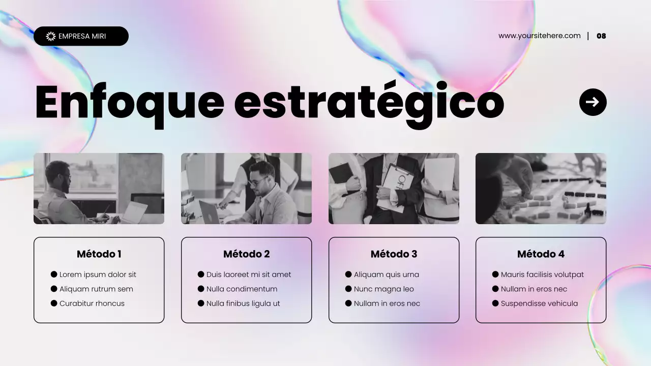 Presentación de promoción de marketing de contenidos abstractos holográficos de arcoíris